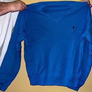 Men’s Polo V-Neck Pima Cotton Pullover - Size XXL - Blue